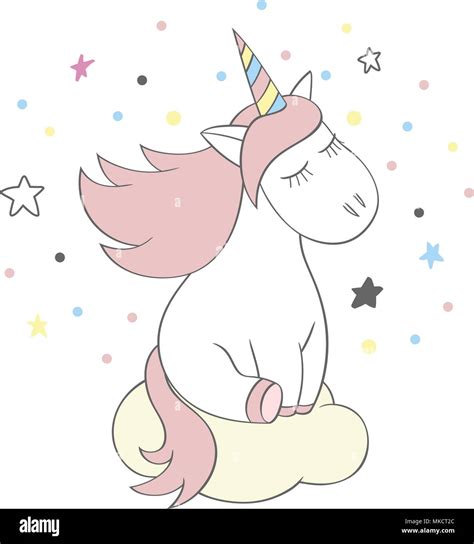 Magic Lindo Unicornio En El Estilo De Dibujos Animados Doodle Unicorn