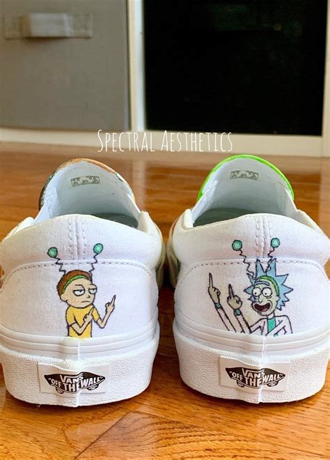 Custom Painted Rick And Morty Vans Etsy In 2020 Custom Painted Shoes