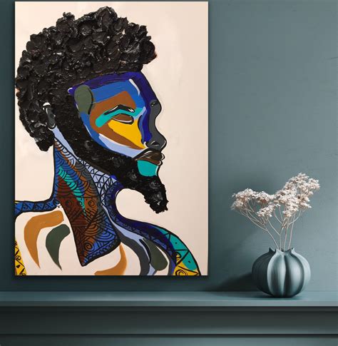 African American Male Abstract Textured Painting David Etsy