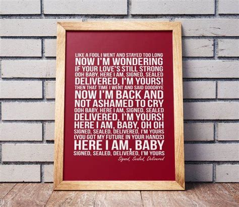 Stevie Wonder Signed Sealed Delivered Song Print Lyrics Poster