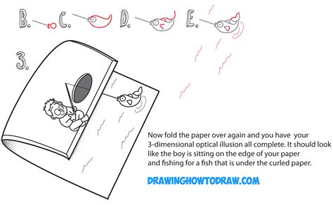 There are a couple of ways to begin drawing your cube. How to Draw Cartoon Boy Fishing on Dock - Optical Illusion ...