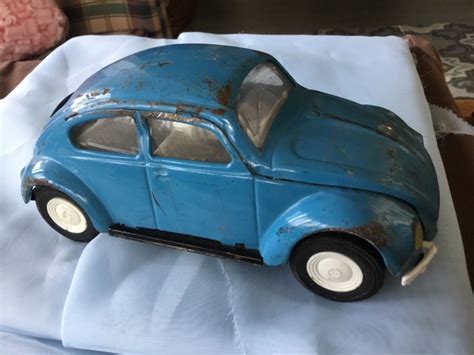 1960s Vintage Tonka Blue Vw Bug Volkswagen Beetle Pressed Steel Metal