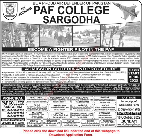 Paf College Sargodha Admission 8th Class 2022 2023 Join To Be A Gd