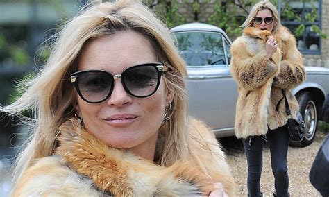 Supermodel Kate Moss Dons Another Fur Coat During Cotswolds Trip