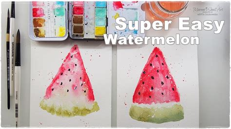More easy art ideas are listed at the end of. Super Easy Beginners Watercolor Watermelon for Kids ♡ Maremi's Small Art ♡ - YouTube