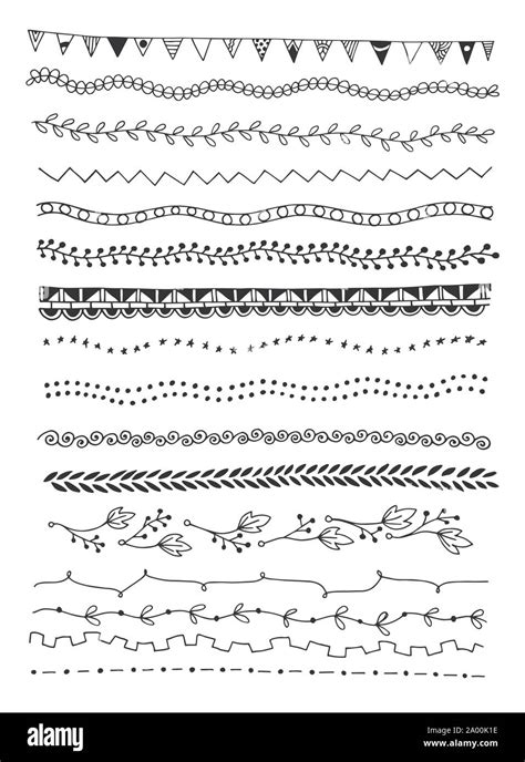 doodle sketch drawing divider line set of simple doodle borders stock vector image and art alamy