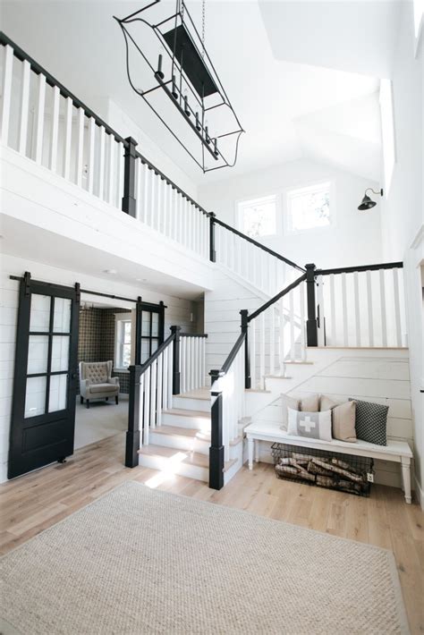 Quite often the staircase becomes a focal point for the space that it's a part of so why not build on that idea. RE-CREATE THE LOOK: 5 MODERN FARMHOUSE STAIRCASE IDEAS YOU ...