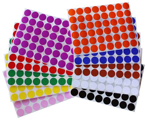 17mm 34 Inch Diameter Color Round Dot Stickers Small Sheets Labels