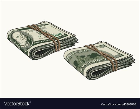 Wad Of 100 Dollar Bills Folded In Half Royalty Free Vector