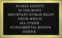 If someone behaves or moves with dignity , they are calm , controlled, and admirable. Human Dignity Definition