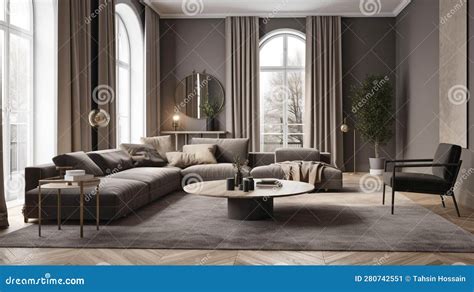 Modern Minimalistic Beauty of a Modern Living Room, Featuring a Sleek
