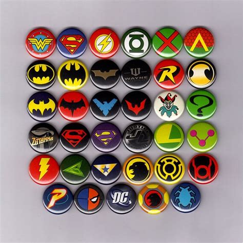 Dc Comics Superhero Logos 1 Pinsbuttons W Batman Joker Etsy