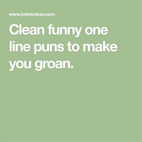Clean Funny One Line Puns To Make You Groan Puns Clean Humor One Liner