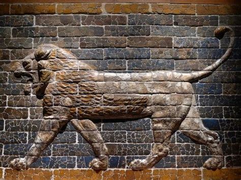 Striding Lion Relief Sculpture Terracotta Babylon Throne Room Facade