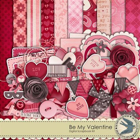 Digital Scrapbook Kit Be My Valentine Valentines Day Etsy Digital