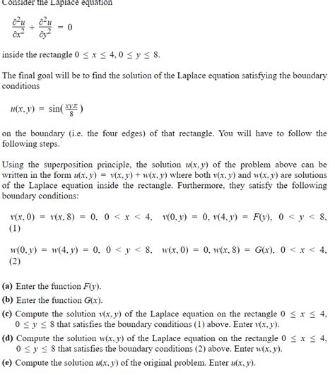 solved consider the laplace equation ∂x2∂2u ∂y2∂2u 0 inside