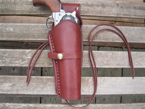 Western Gun Holster Burgundy Right Handed For 45 Caliber Single