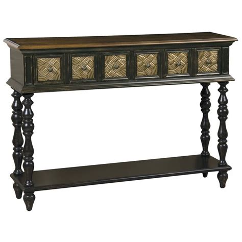 Hand Painted Distressed Brown Accent Console Table Console Table