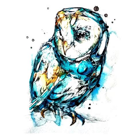 Watercolor Owl Temporary Tattoo Mybodiart