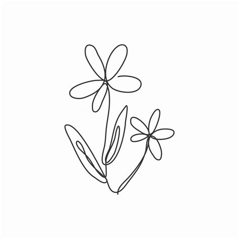 One Line Drawing Of Leaf And Simple Flower Continuous Line Art 2873645