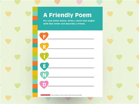 Create A Friendship Poem Printable