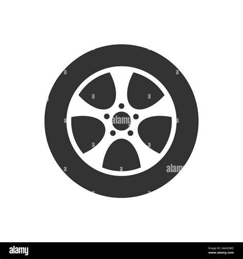 Car Wheel Icon In Flat Style Vehicle Part Vector Illustration On White