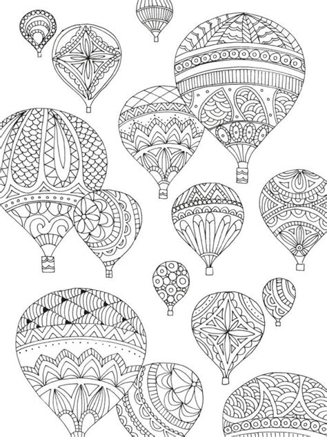 Hot Air Balloons adult colouring by Lizzie Preston | Coloring pages, Adult coloring, Coloring books