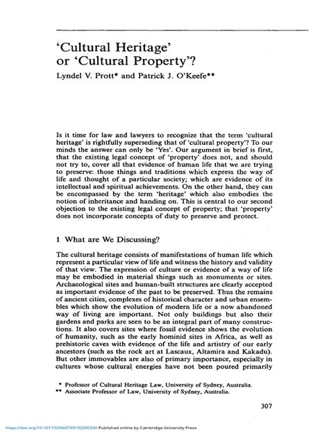 Cultural Heritage Or Cultural Property Pdf Property Cultural Heritage