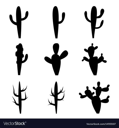 Black Silhouettes Of Cactus Royalty Free Vector Image