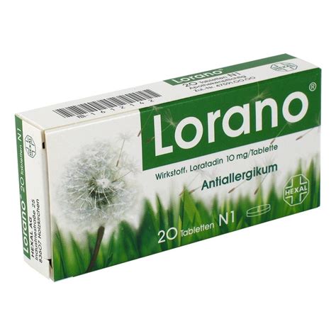 Mit lorano steht ihnen bei allergischem schnupfen und nesselsucht rasche und langanhaltende hilfe zur verfügung. LORANO Tabletten 20 Stück N1 online bestellen - medpex ...