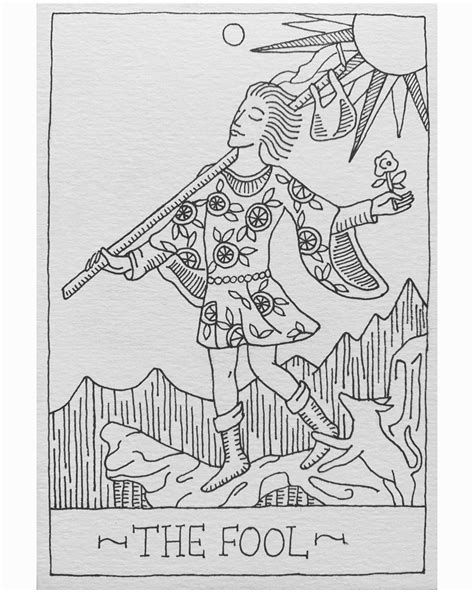 The Fool Tarot Hand Drawn Postcard Size Etsy