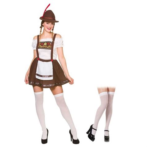 Bavarian Beer Maid Brown Adult Costume Set Costume White Hold Ups
