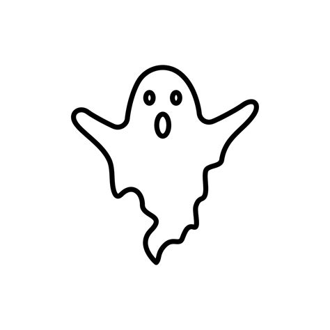 Cute Halloween Ghost Line Icon Spooky And Scary Monster Halloween