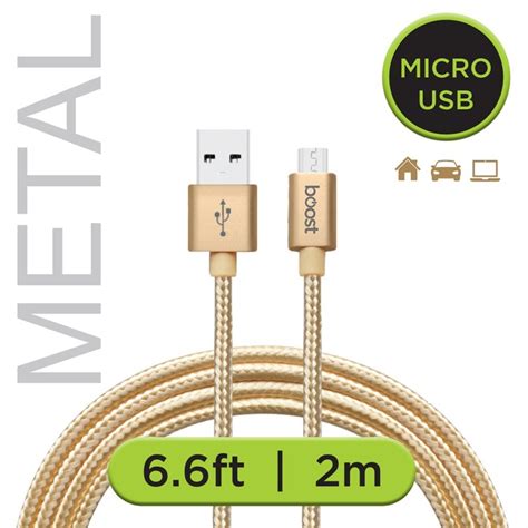 Boost Tangle Free Double Braided Micro Usb Cable With Metal Ends