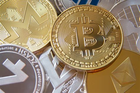 Cryptocurrency coins view from top free image download