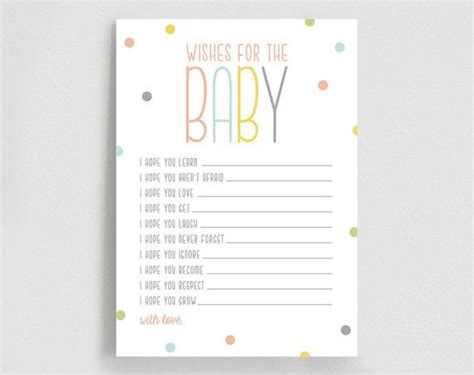 wishes  baby  wishes printable shower wishes