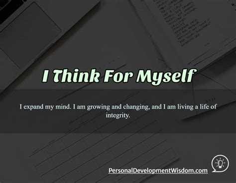 I Think For Myself Personal Development Wisdom