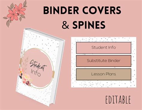 Editable Floral Binder Covers And Spines Printable Binder Covers
