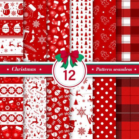 Download Merry Christmas Pattern Seamless Collection In Red And White