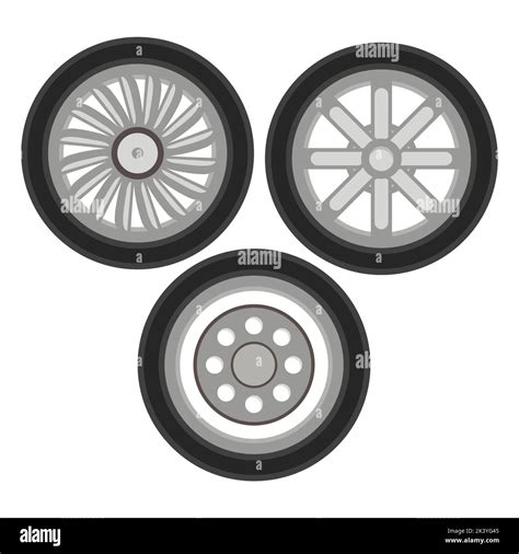 Vector Set Of Alloy Wheels Illustration Isolated On White Background