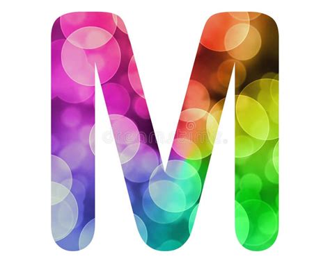 Colorful Bokeh Lights Capital Letter M Isolated On White Background