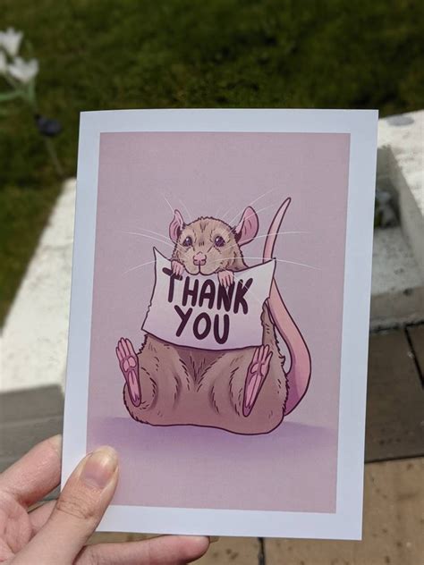 Rat Thank You Card Rat Themed Greeting Card For Rat Lovers Etsy