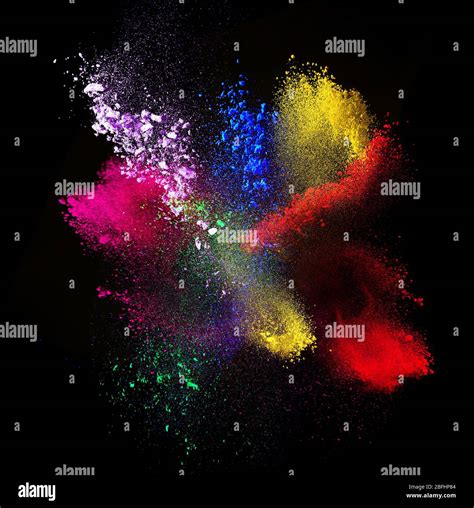 Colorful Powders On Black Background Stock Photo Alamy