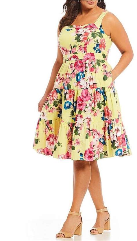 Plus Size Floral Print Fit And Flare Sundress Plus Size Fashion