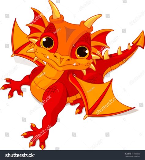 Illustration Of Cute Cartoon Baby Dragon 194089805 Shutterstock