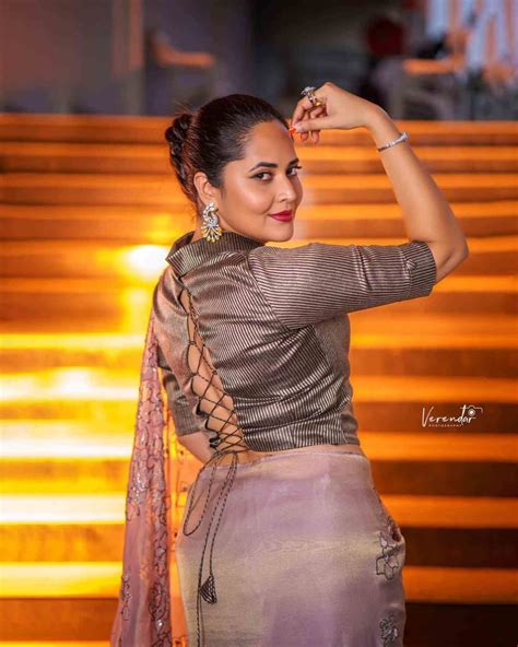 Anasuya Bharadwaj In Pink Tulle Saree For “jabardasth” Farewell Fashionworldhub