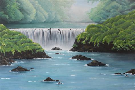 Waterfall Acrylic Painting Original Etsy