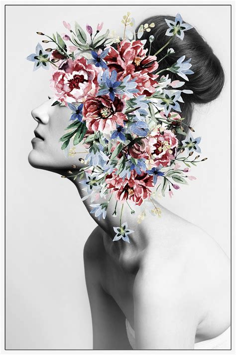 Floral Thoughts Realistic Oil Painting Collage Design Collage Art