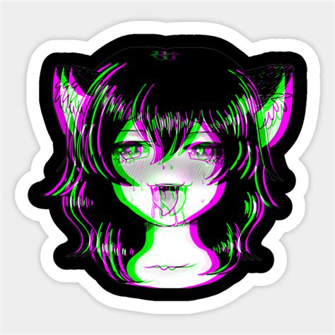 Ahegao Face Neko Anime Cat Girl Vaporwave T Ahegao Face Sticker Teepublic