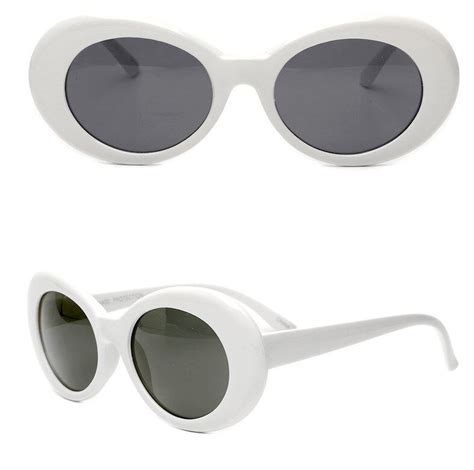 White Clout Goggles Glasses Vintage Classic Kurt Cobain Sunglass Oval